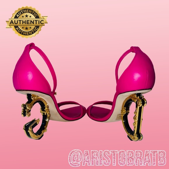 NAPPA SANDALS WITH BAROQUE DG HEEL in PINK - Picture 3 of 5